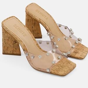SCHUTZ Clear and Tan Sandals